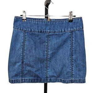 Free People Womens Denim Zip Back Mini Skirt, Y2K, Size 4